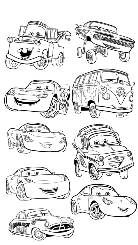 Pixar Cars drawing ideas with step-by-step tutorials for each. Disney Cars Characters, Disney Coloring Pages Printables, Pixar Cars Birthday, Disney Stained Glass, Avengers Coloring Pages, Lego Coloring Pages, Cars Coloring, Avengers Coloring, Cars Drawing