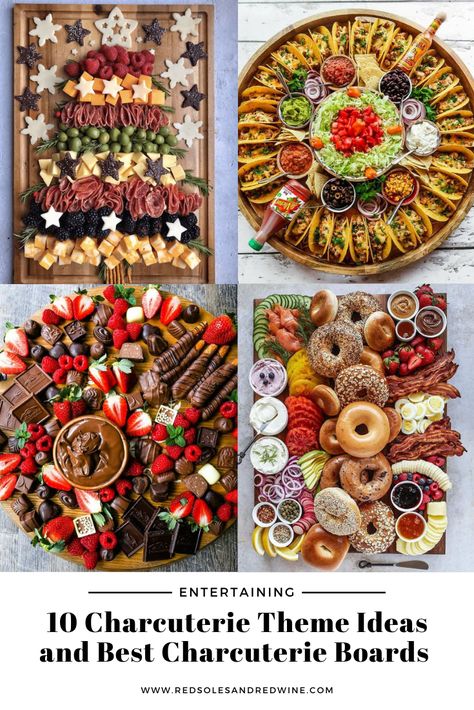 10 Charcuterie Theme Ideas and Best Charcuterie Boards - Red Soles and Red Wine Chucutory Board, Charcuterie Board Pizza Theme, Fun Charcuterie Boards, Valentines Buffet Ideas, Sharing Platters Ideas, Alcohol Charcuterie Board Ideas, Graduation Party Charcuterie Board, Gluten Free Charcuterie Board Ideas, Candy Platter Ideas