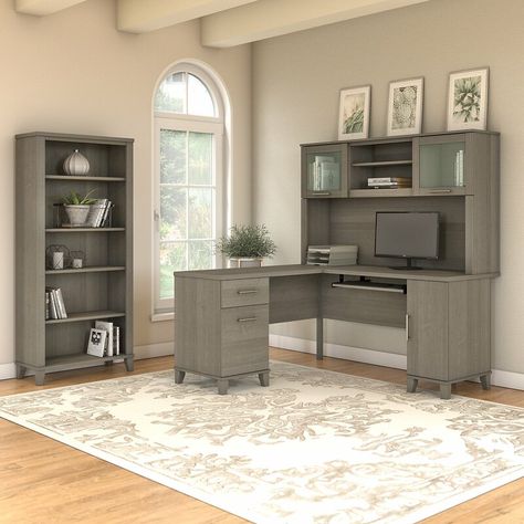 Latitude Run® Cisco Chase L-Shape Executive desk & Reviews | Wayfair L Shaped Desk With Hutch, Vertical Storage Cabinet, Office Desk With Hutch, Office Furniture Set, Desk With Hutch, Computer Desk With Hutch, Home Office Furniture Sets, 5 Shelf Bookcase, Desk Hutch