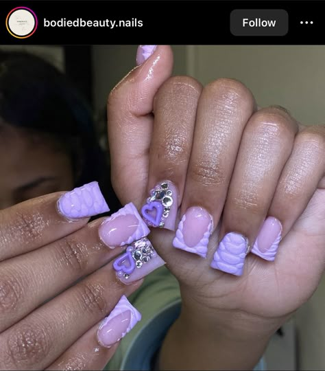 Short Nail Ideas Purple, Capricorn Nails Designs, Capricorn Szn, Purple Acrylic Nails, Purple Set, Duck Nails, Hard Nails, Purple Nail Designs, Colored Acrylic Nails