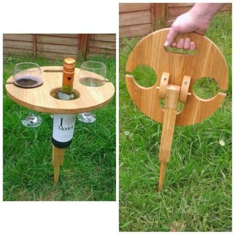 Outdoor Wine Table, Picnic Wine, Craft Table Diy, Wine Caddy, Wood Projects For Beginners, Into The Wood, Wine Table, Diy Holz, Wood Working Gifts