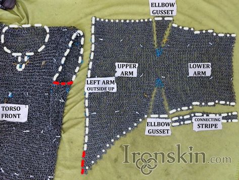 Making a Chainmail Shirt - A Chainmail Tailoring Tutorial - Ironskin Chainmail Diy, Chainmail Clothing, Chainmaille Jewelry Patterns, Chainmail Shirt, Chainmail Patterns, Chainmail Armor, Diy Mail, Scale Mail, Tailoring Techniques