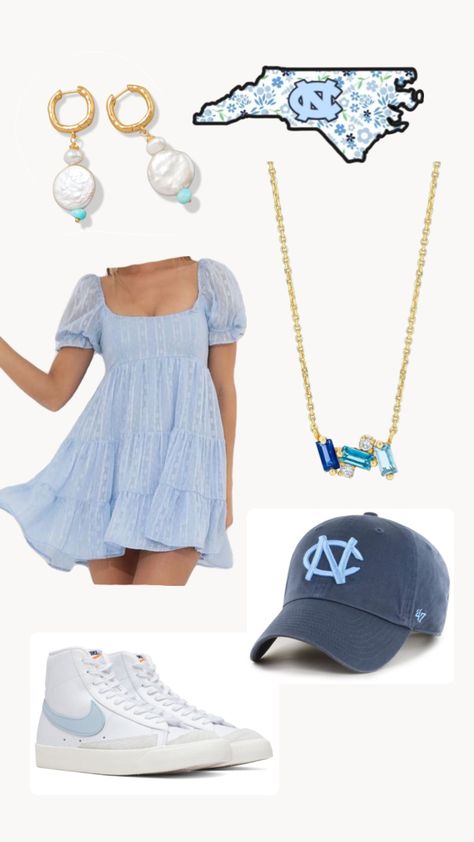 College Gameday Outfits, Unc Chapel Hill, Gameday Outfit, Chapel Hill, Cute Everyday Outfits, Cute Fits, Blue Aesthetic, College Outfits