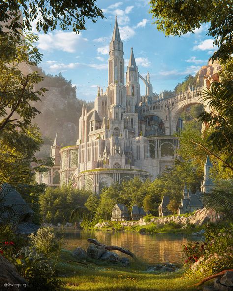 Castle In The Woods, Castle Aesthetic, Castle Art, Chateau France, Fantasy Castle, Fantasy City, Fantasy Story, Fantasy Setting, Fantasy Places