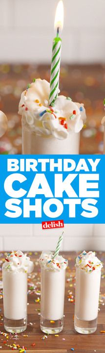 Tag the birthday girl who needs these Birthday Cake Shots. Get the recipe from Delish.com. 21st Birthday Appetizers, Birthday Cake Shots, Cake Shot, Cake Shots, Birthday Shots, Shots Alcohol, Birthday Goals, 21st Birthday Cakes, Birthday Drinks