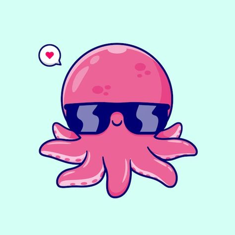 Catalyststuff | Freepik Cool Octopus, Octopus Photos, Glasses Cartoon, Vector Icons Illustration, Wearing Glasses, Art Stickers, Fashion Icon, Animal Fashion, Art Drawings Sketches Simple