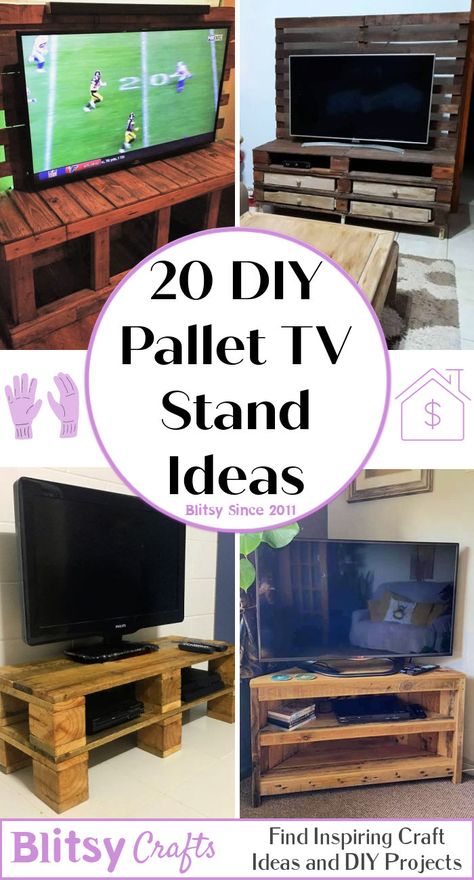 20 DIY Pallet TV Stand Ideas Kids Tv Stand Ideas, Diy Tv Stand Ideas Easy Budget, Cinder Block Tv Stand Diy, How To Make A Tv Stand, T V Stand Design Simple, Diy Pallet Tv Stand, Diy Wood Tv Stand, Easy Diy Tv Stand, Diy Wooden Tv Stand