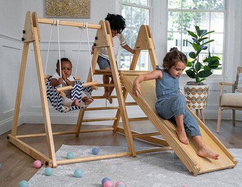 Montessori toddler play gym Perfect play gym Toddler Wooden Swing Toddler Wooden Slide Toddler Wooden Climb Toddler Christmas Gift Hannukkah present Indoor Playset, Energy Kids, Slide Rock, Kids Gym, Wooden Playset, Rock Climbing Wall, Baby Swing, Jungle Gym, Rock Wall