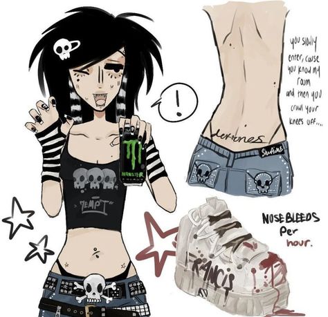 artist linked btw Scene Outfits Drawing, Scene Poses Drawing, Scenemo Drawing, Scene Kid Poses, Emo Pose Reference, Emo Pose, Scenemo Art, Scene Kid Wallpaper, Scene Pfps