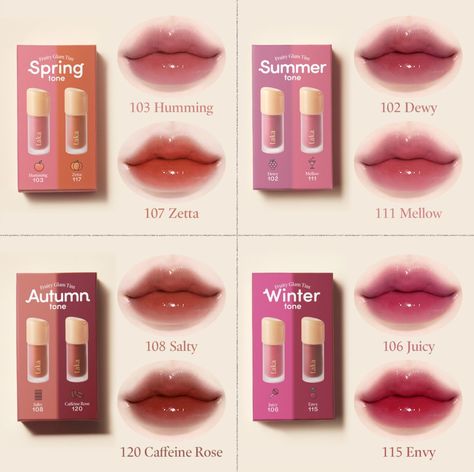 Korean Lip Tint Shades, Cool Tone Korean Lip Tint, Rom&nd Lip Tint Warm Tone, Pink Cool Tone Makeup Korean, M.a.c Lipstick, J Makeup, Korean Makeup Products Lipsticks, Skin Tone Makeup, Simple Makeup Tips