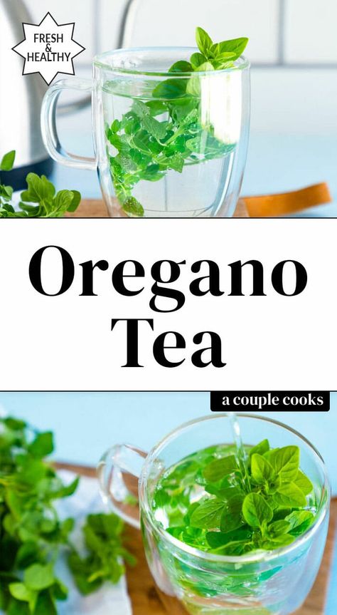 Here's how to make oregano tea, a restorative herbal tea made with just boiling water and fresh oregano! The perfect way to use this fresh herb. #oregano #tea #oreganotea #herbaltea Fresh Herb Tea Recipes, Fresh Oregano Uses, Oregano Tea Recipe, Fresh Oregano Recipes, Oregano Benefits, Oregano Tea, Herb Teas, Growing Herbs At Home, Herbs Recipes