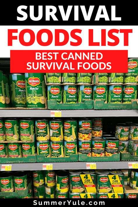 Canned Food Dinner Recipes, Canned Good Meals, Meals From Canned Food, Food To Stock Up On, Emergency Food List, Prepping Food Survival, Emergency Meals No Power, Canned Food Drive Ideas, Food To Keep For Emergency