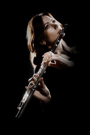 Playing Flute Pose Reference, Woman Playing Flute, Flute Photography, Orchestra Photography, Instrument Drawing, Recital Poster, Piano Photography, Flute Playing, Musician Portraits