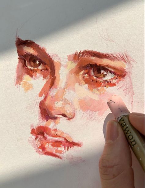 Portraits Drawing Reference, Oilpastel Draw, Oil Pastel Art, Oil Pastel Drawings, Arte Sketchbook, Arte Inspo, Art Inspiration Painting, A Pencil, Painting Art Projects