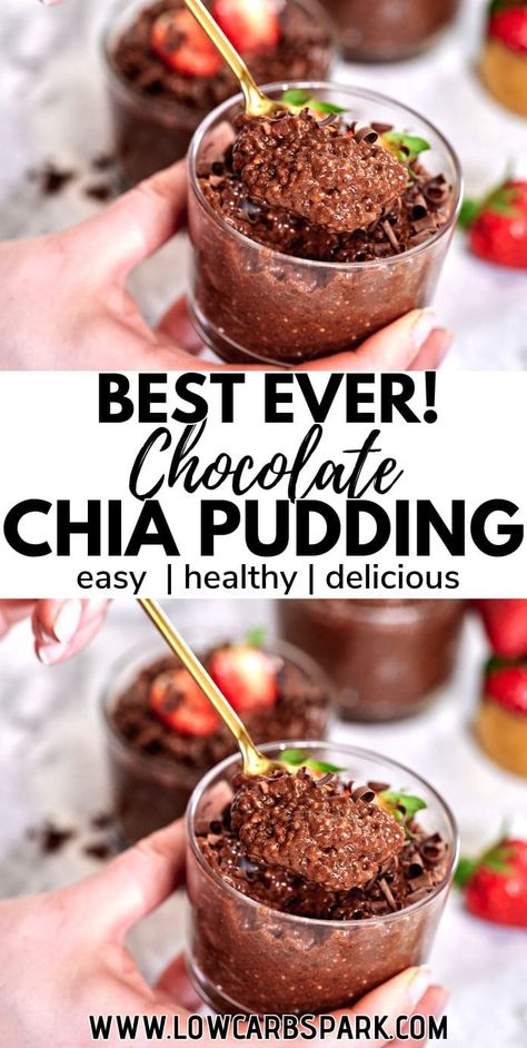 Learn how to create a nutritious and delicious Chocolate Chia Seed Pudding using only six ingredients! Ideal for breakfast or dessert, this pudding is packed with essential nutrients and can be personalized with your favorite toppings like fruits, nuts, or extra chocolate. Enjoy a dairy-free treat that keeps you satisfied for hours. Chia Seeds Keto Recipes, Chocolate Chia Pudding Breakfast, Overnight Chocolate Chia Seed Pudding, Chia Pudding Recipes Chocolate, Delicious Chia Seed Pudding, Cocoa Chia Seed Pudding, Chocolate Chia Pudding Recipes Healthy, Healthy Tapioca Pudding, Chocolate Chia Seed Pudding Healthy