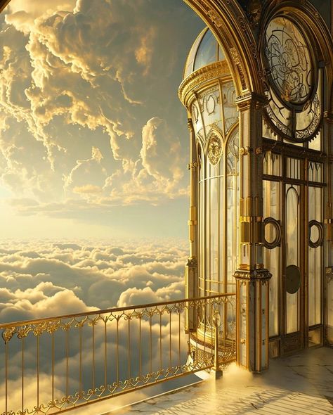 Cloud Palace, Palace In The Sky, Dnd Places, Cloud City, Heaven Art, Fantasy City, Fantasy Setting, Fantasy Places, Foto Art