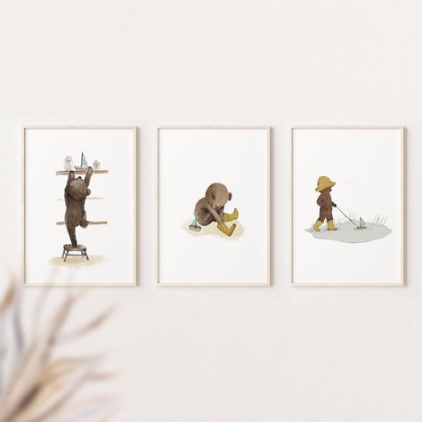 Baby Bear Nursery, Brown Nursery, Teddy Bear Nursery, Bear Nursery Decor, Teddy Bear Wall Art Nursery Prints, Teddy Bear Print, Bear Wall Art, Space Themed Nursery, Bear Nursery