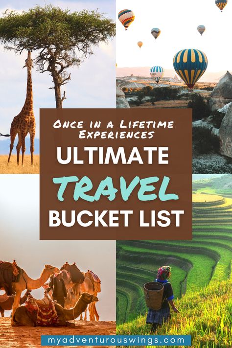 Ultimate travel bucket list. Consider these once in a lifetime experiences and amazing destinations for your next vacation idea or road trip. Ultimate Travel Bucket List, Bucket List Experiences, Lifetime Bucket List, List Inspiration, Best Bucket List, Usa Destinations, Route 66 Road Trip, Couple Goal, Unique Travel