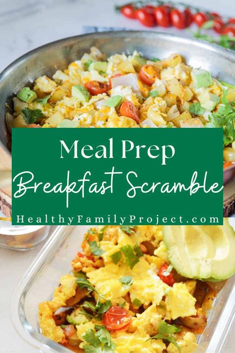 Meal Prep Breakfast Scramble | Try this Meal Prep Breakfast Scramble for an easy to make meal that is exploding with flavors. The entire family can enjoy it, too! | Healthy Family Project #healthy #breakfast #recipes #mealprep Healthy Breakfast Scramble Meal Prep, Make Ahead Breakfast Scramble, Healthy Egg Meal Prep, Egg Scramble Recipes Healthy, Meal Prep Breakfast Scramble, Breakfast Meal Prep With Eggs, Breakfast Meal Prep For The Week Protein, High Protein Breakfast Scramble, Scrambled Egg Meal Prep