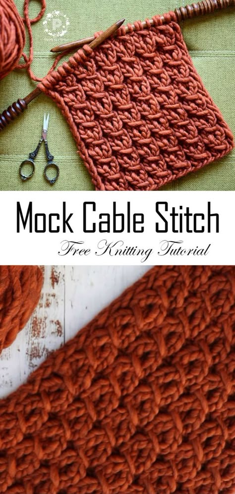 Mock Cable Stitch, Cable Stitch Knit, Crochet Cable Stitch, Vogue Knitting, Knitting Tutorials, Minecraft Pixel Art, Knitting Tips, Knit Stitches, Cable Stitch