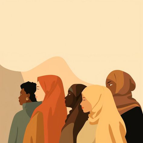 Diverse muslim people adult art togetherness. AI generated Image by rawpixel. | free image by rawpixel.com / Jungjing Jeddah Airport, Scarfs Ideas, Muslim Illustration, Adult Aesthetic, Muslim Art, Face Aesthetic, Typography Poster Design, Black Artwork, Woman Illustration