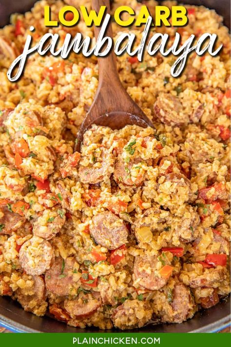 Low Carb Jambalaya, Cheesy Cauliflower Rice, Smoked Sausage Recipes, Oven Roasted Asparagus, Homemade Cajun Seasoning, Spicy Cauliflower, Mardi Gras Food, Low Carb Tacos, Jambalaya Recipe