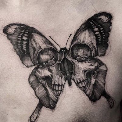 Butterfly Skull Tattoo, Pretty Skull Tattoos, Skull Butterfly Tattoo, Butterfly Tattoo Meaning, Butterfly Skull, Skull Butterfly, Kunst Tattoos, Inspiration Tattoos, Moth Tattoo