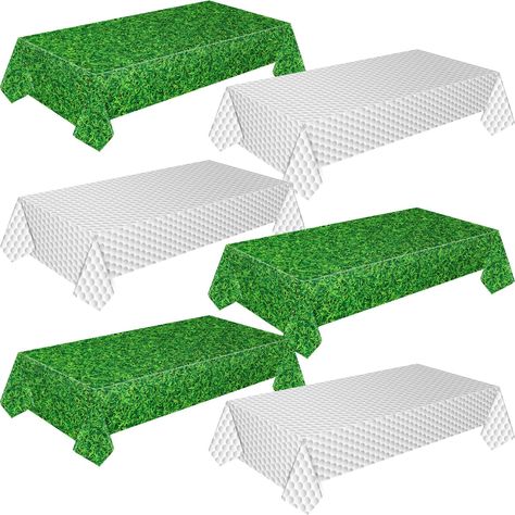 PRICES MAY VARY. Pe Plastic What You Get: you will receive 3 pieces of golf field tablecloths and 3 pieces of golf pattern table covers, each measuring 54 x 108 inches, which can ensure that your table all covered; 2 Different styles of golf theme party disposable tablecloths can meet your needs and create a gaming atmosphere for your golf party Golf Pattern Design: the golf tablecloth takes green and white, and golf court patterns as the background, adding a festival air to your golf theme part Golf Party Games, Grass Decoration, Golf Pattern, Golf Theme Party, Gender Reveal Baby Shower Themes, Bday Party Kids, Sports Party Decorations, Golf Birthday Party, Boys Golf