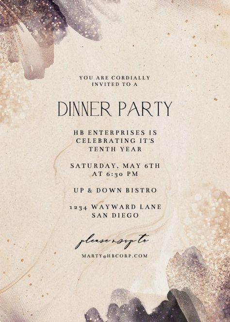 Glitter Texture - Dinner Party Invitation Template | Greetings Island Party Photo Frame, Party Invitation Design, Gala Invitation, Online Invitation Card, Dinner Invitation Template, Dinner Party Invitations, Glitter Texture, Greetings Island, Party Invite Design