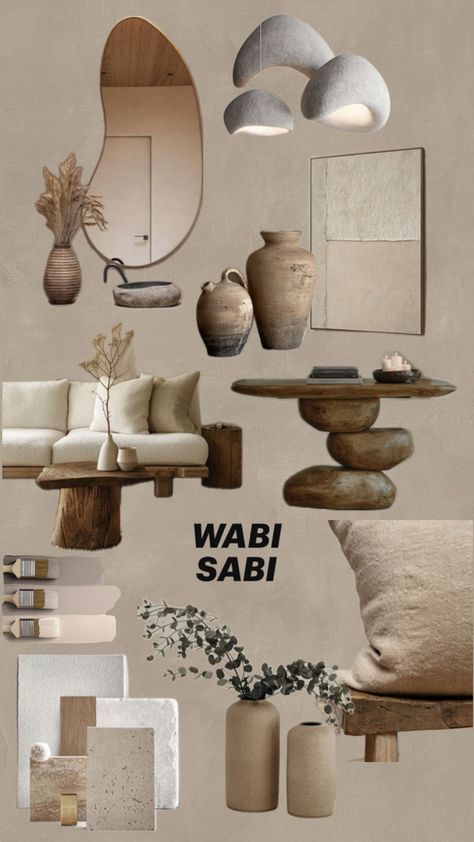 Wabi Sabi Living Room, Wabi Sabi Interior Design, Wabi Sabi Interior, Wabi Sabi Decor, Japandi Interior, Living Room Design Inspiration, Interior Design Mood Board, Apartment Decor Inspiration, Decor Home Living Room