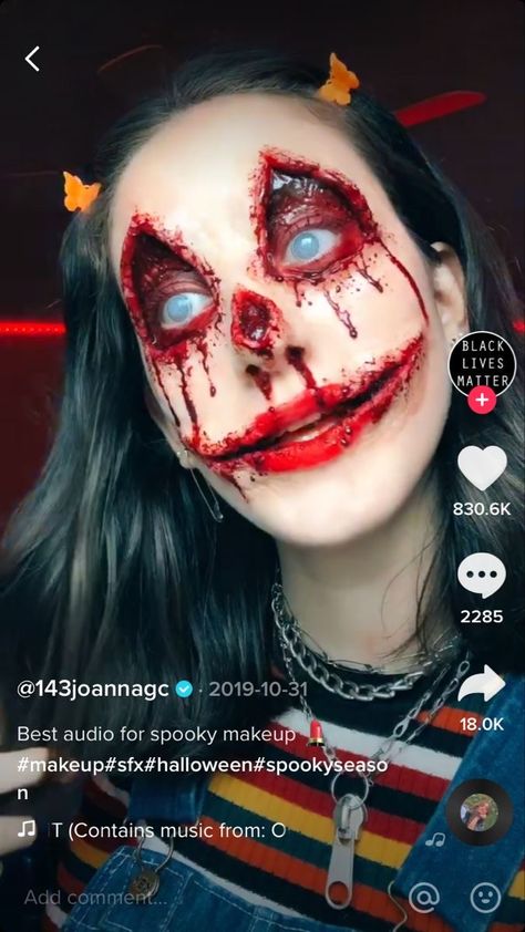 Scary Gore Makeup, Gory Sfx Makeup Looks, Fx Clown Makeup, Cool Special Effects Makeup, Scary Sfx Makeup Creepy Halloween, Scary Fx Makeup Creepy Halloween, Crazy Sfx Makeup, Halloween Makeup With Mask, Halloween Costumes Makeup Scary