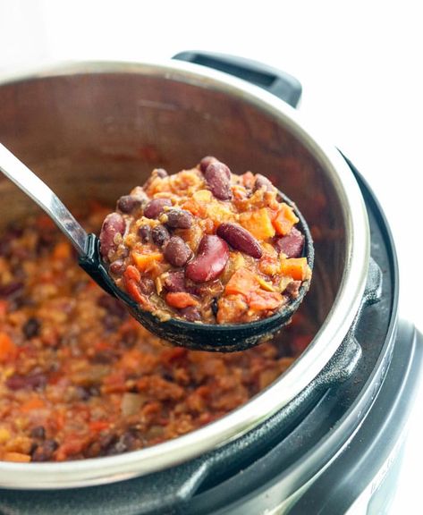 Crock Pot Vegetables, Instant Pot Chili, Instant Pot Vegan, Vegan Instant Pot, Vegan Chilli, Vegan Instant Pot Recipes, Vegetarian Instant Pot, Chilli Recipes, Vegan Chili