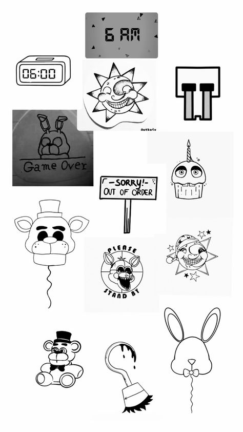 *NOT MY DESIGNS* Fnaf Tattoos Ideas, Fnaf Flash Tattoo, Fnaf Tattoo Ideas Foxy, Wii Remote Tattoo, Matching Minecraft Tattoos, Simple Fnaf Tattoos, Videogame Tattoo Ideas, Chibi Tattoo Ideas, Fran Bow Tattoo