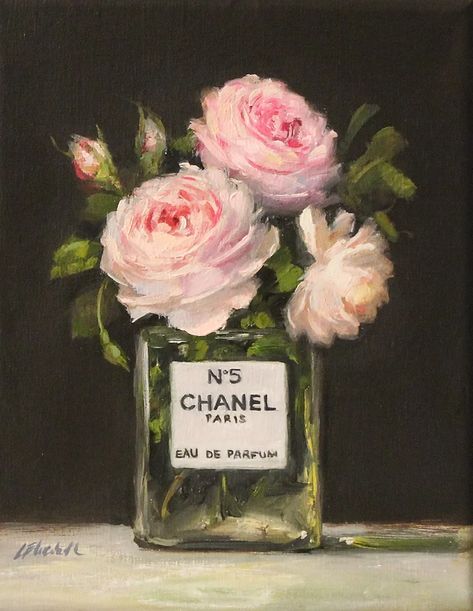 Chanel Art, Pink Painting, Seni Cat Air, Floral Oil Paintings, Oil Painting Flowers, Diy Canvas Art Painting, Art Inspiration Painting, Rose Painting, Flower Art Painting