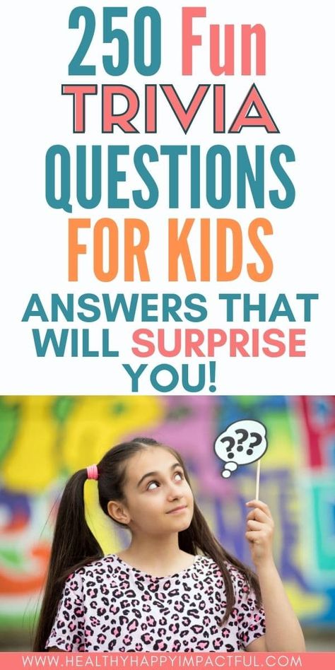 250 Fun Trivia Questions for Kids (With Answers That Will Surprise You!) Kids Trivia Questions, Fun Trivia Questions And Answers, Family Trivia Questions, Kids Quiz Questions, Disney Trivia Questions, Question And Answer Games, Trivia Questions For Kids, Science Trivia, Conversation Starters For Kids