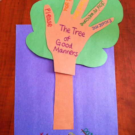 The "good manners tree" after it has been watered with good values and manners! It grows : ) Manners Preschool, Manners Activities, Manners For Kids, Teaching Manners, Good Manners, Daycare Crafts, Preschool Theme, Preschool Lessons, Character Education