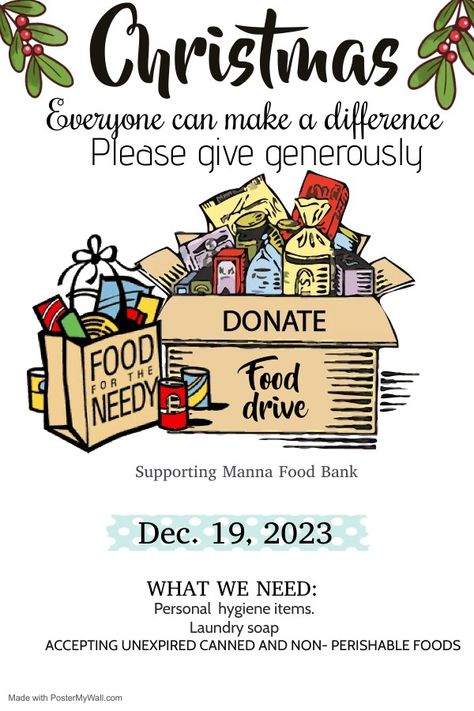 Clothes Drive Flyer, Christmas Donation Poster, Food Drive Poster Ideas For School, Canned Food Drive Box Ideas Fun, Food Donation Poster, Food Drive Box Ideas Fun, Food Drive Poster Ideas, Food Pantry Donations, Food Bank Donations