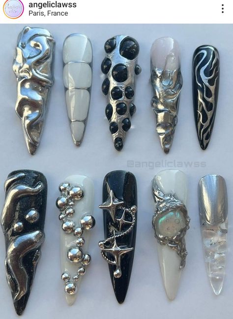 2023 Chrome Nails, Corset Nails, Fake Nails Designs, Custom Press On Nails, Hippie Nails, Punk Nails, Gothic Nails, Goth Nails, Edgy Nails