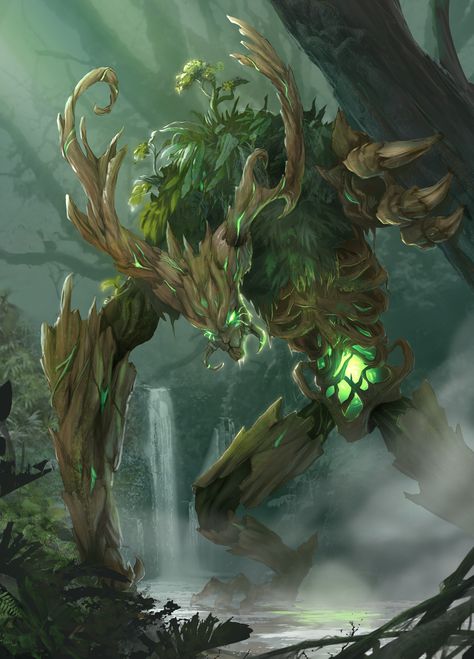 ArtStation - Forest Golem, Anna Kand Forest Golem, Tree Monster, Story Stone, Heroic Fantasy, Creature Artwork, Fantasy Beasts, Power Stone, 다크 판타지, Forest Creatures