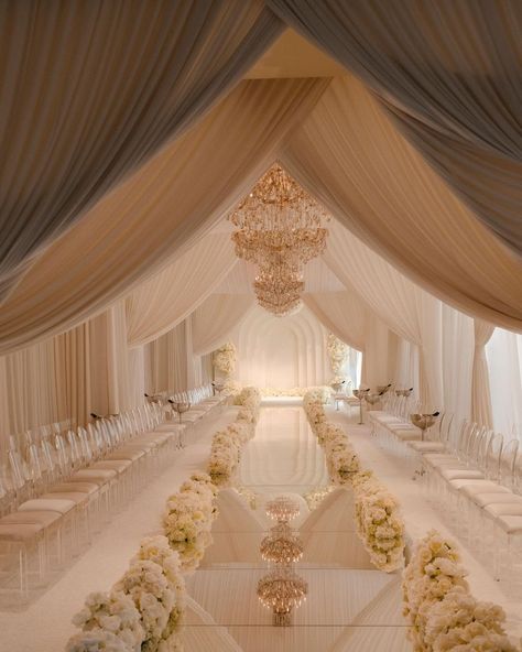 KED & CO. (@ked_and_co) • Instagram photos and videos Wedding Foyer, Luxe Wedding Decor, Bride Design, Draping Wedding, Elegant Wedding Themes, Wedding Ceiling, Dream Wedding Reception, Dream Wedding Decorations, Dubai Wedding