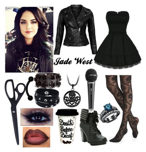 "Jade West (Elizabeth Gillies)" by deztry ❤ liked on Polyvore Jade West From Victorious Outfits, Jade West Aesthetic, Jade West Hair, Jade West Outfits, Jade West Style, West Outfit, Jade West Victorious, Vampire Clothes, Jade West