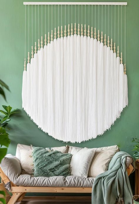 PRICES MAY VARY. 【Beautifully Handcrafted】: Large Macrame Wall Hanging -White Beaded Tassel Boho Wall Decor with is carefully handcrafted to ensure superior quality and exquisite detail. Each wooden bead is carefully selected and intricately woven with white fringed thread, creating an original and charming handmade feel unique home decor aesthetic. 【Multifunctional Decoration】: The Yarn wall hanging with wooden beads is perfect for decorating different spaces such as living room wall decor boho White Boho Decor, Beads Wall Hanging, Wall Macrame Decor, Bedroom Decor For Walls, Simple Entryway Wall Decor, Macrame Things, Beaded Wall Hanging Diy, Back Of Bed Wall Decor, Boho Wall Decals