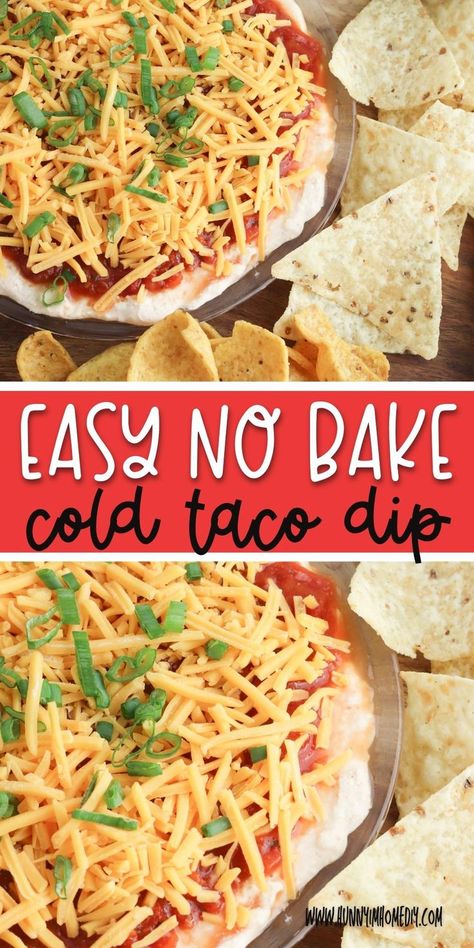 Cold Taco Dip, Meatless Taco, Taco Dip Recipe, Dip Recipes Appetizers, Gluten Free Meatballs, Gluten Free Appetizers, Easy Cold, Taco Dip, Easy No Bake