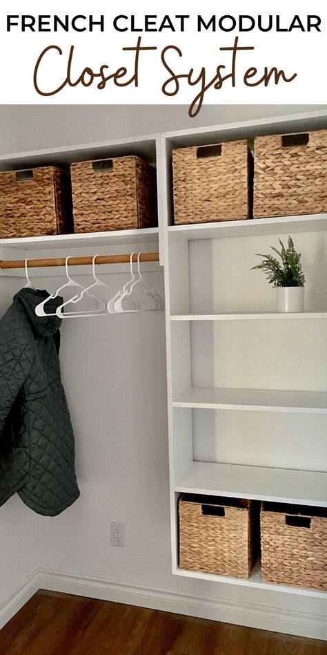 Closet Wall Storage Ideas, Easy Track Closet System, Floating Closet System, Diy Hanging Closet, French Cleat Closet Storage Systems, Utility Closet Shelving Ideas, Freestanding Closet System, Build Your Own Closet System, Modular Closet System Diy