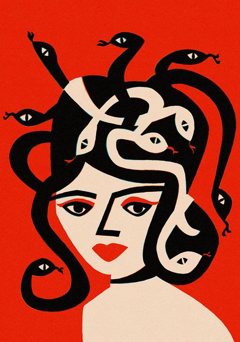 Introducing Medusa, the fierce feminist portrait by fox & Velvet. Embrace your inner goddess with this empowering piece featuring snakes, a symbol of strength and transformation. Perfect for any modern and bold decor. MUSEUM-QUALITY GICLÉE FINE ART PRINT All our prints are professionally printed with vibrant, fade-resistant pigment inks on to gorgeous museum-quality archival matte paper. SIZES (including white border as shown in preview images) A SIZES (popular pictures sizes in the UK/EU A5 (5. Medusa Linocut, Snake Illustration Design, Feminist Portrait, Medusa Illustration, Medusa Images, Medusa Portrait, Resistance Art, Goddess Illustration, Popular Pictures