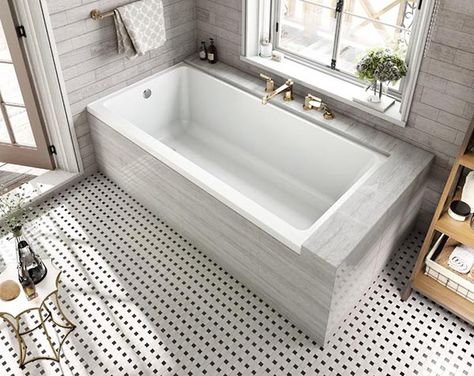 Rectangular Drop-In Bathtub Design #dropintub #bathtub #tub #ideas #decorhomeideas Soaker Tub Bathroom Ideas, Drop In Tub Ideas, Bathroom Renovation Diy, Bathtub Shower Combo, Diy Bathtub, Drop In Tub, Drop In Bathtub, Tub Ideas, Master Ensuite