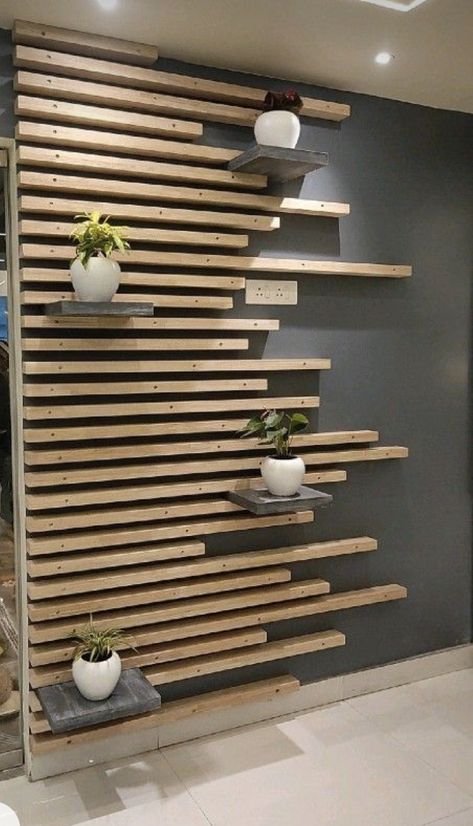 Living Room Wall Designs, Drawing Room Decor, Wooden Wall Shelves, Interior Wall Design, Bohemian Bedroom, Studio Apartment Decorating, Buy Home, Decoration Inspiration, Diy Patio Furniture