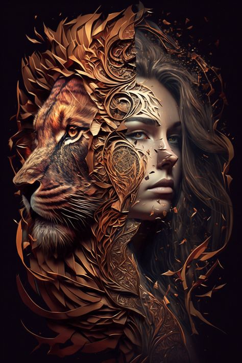 #lion #woman #poster #love #india #art #wildlife #fashion #photoshop #wildlifephotography #beautiful #photography #creative #nature #outfit #manipulation #gorgeous #design #animals #girl #model #king #wedding #editing #naturephotography #designer #instagood #wild #saree #illustration Female Lion Wallpaper, Lion And Woman, Lion Art Wallpaper, Lion Queen, Lion Heart, Lion Woman, Lion Female, Lion Human, Majestic Lion