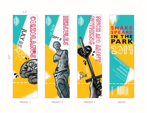 Ellie Poulin - Shakespeare in the Park Branding Street Banners Design, Pole Banner Design, Theme Park Branding, Street Banner Design, Rollup Design, Pole Banners, Shakespeare In The Park, Street Banners, Banner Design Layout