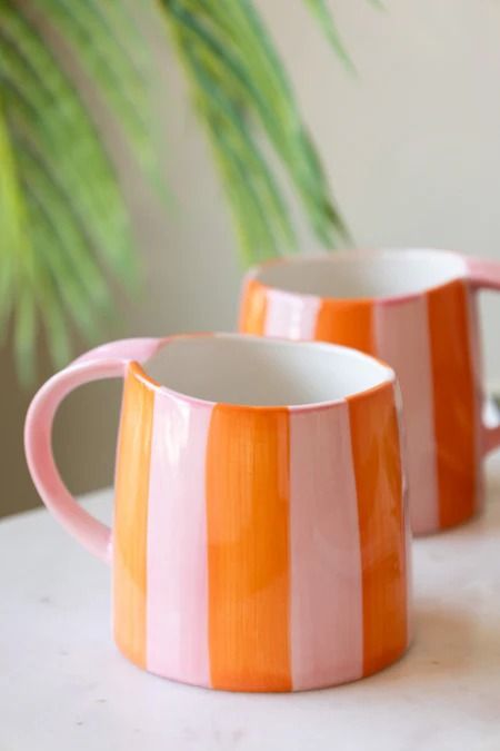 Shop Kitchen Accessories at Rockett St George | Rockett St George Coral Shades, Mug Diy, Colour Clash, Cake Stand Ceramic, Orange Mugs, Diy Pottery Painting, Colorful Pottery, Rockett St George, Orange Kitchen